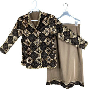 Koos Of Course Womens L Reversible Top/Jacket & Skirt Set Art To Wear Lagenlook